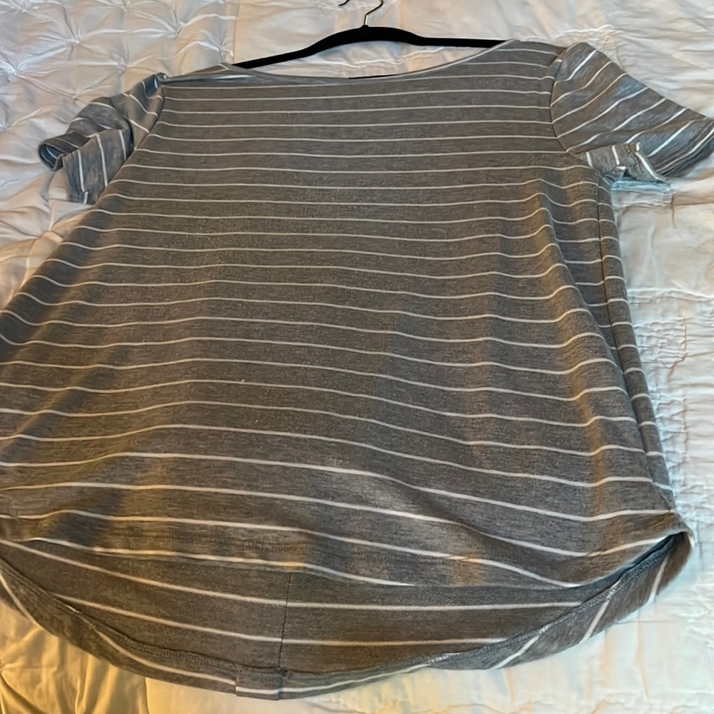 Gray stripe top in soft knit